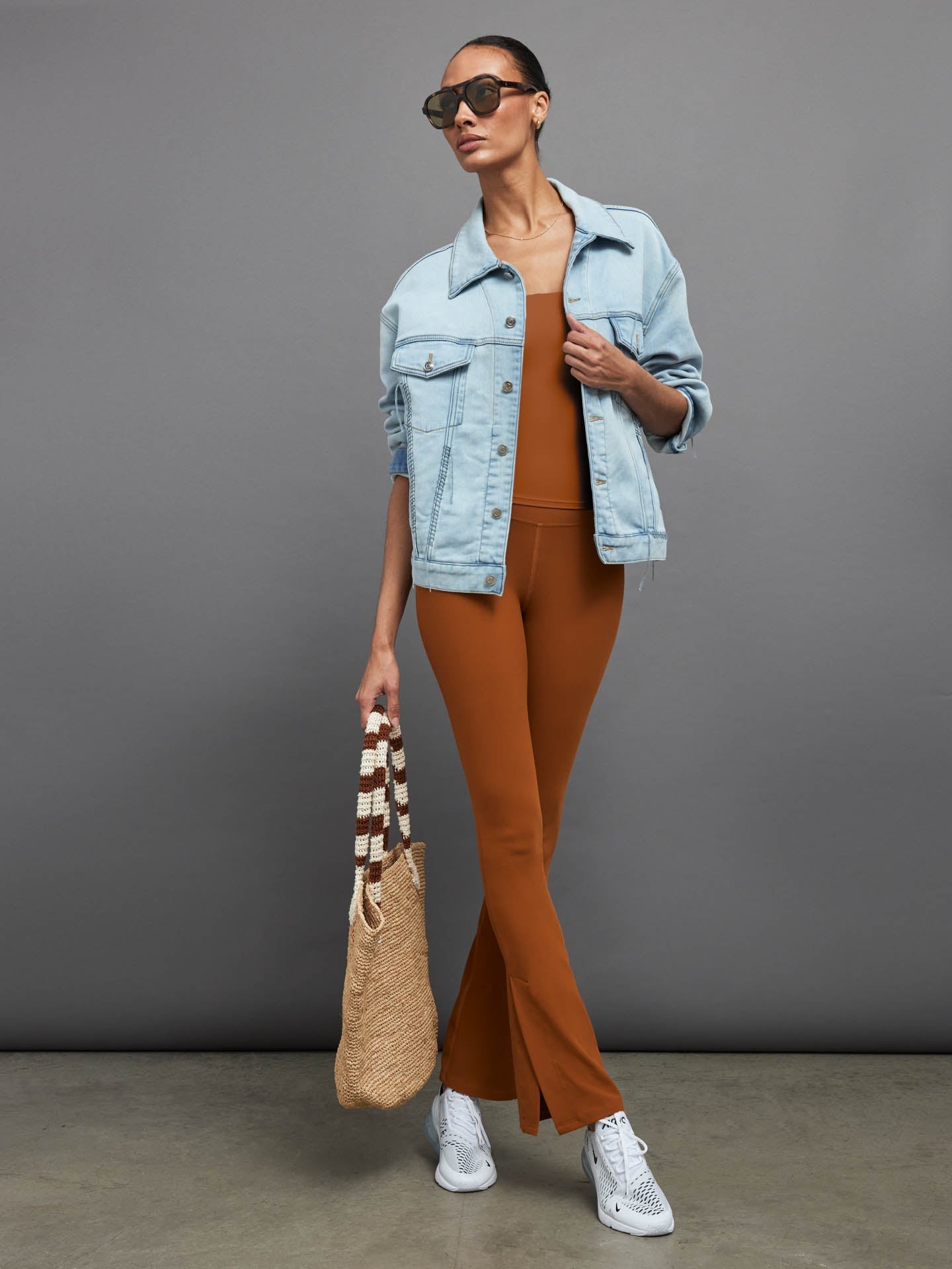 Wide Scoop Bra Tank in Melt - CARAMEL CAFE