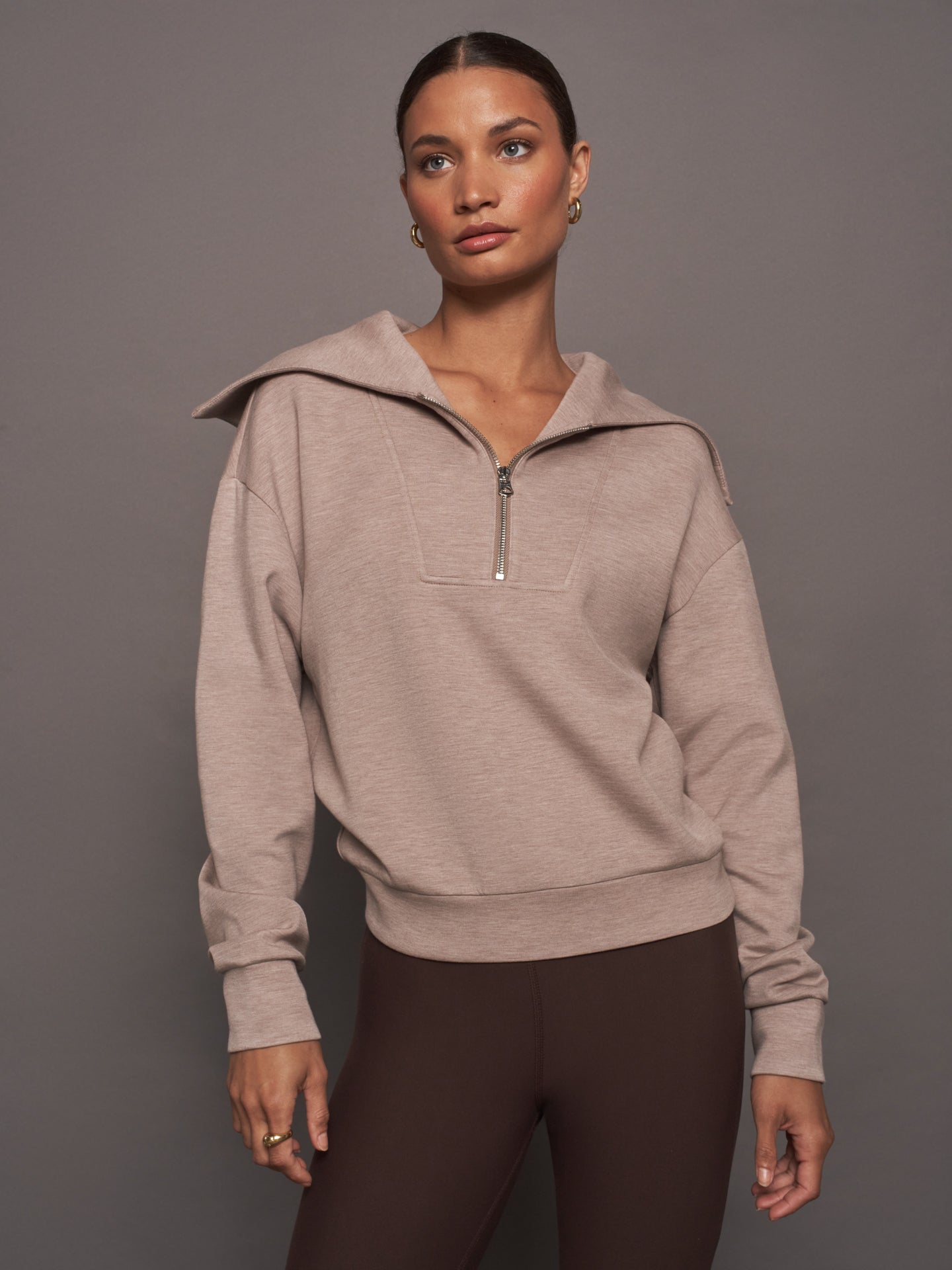YATES HALF ZIP - TAUPE MARL